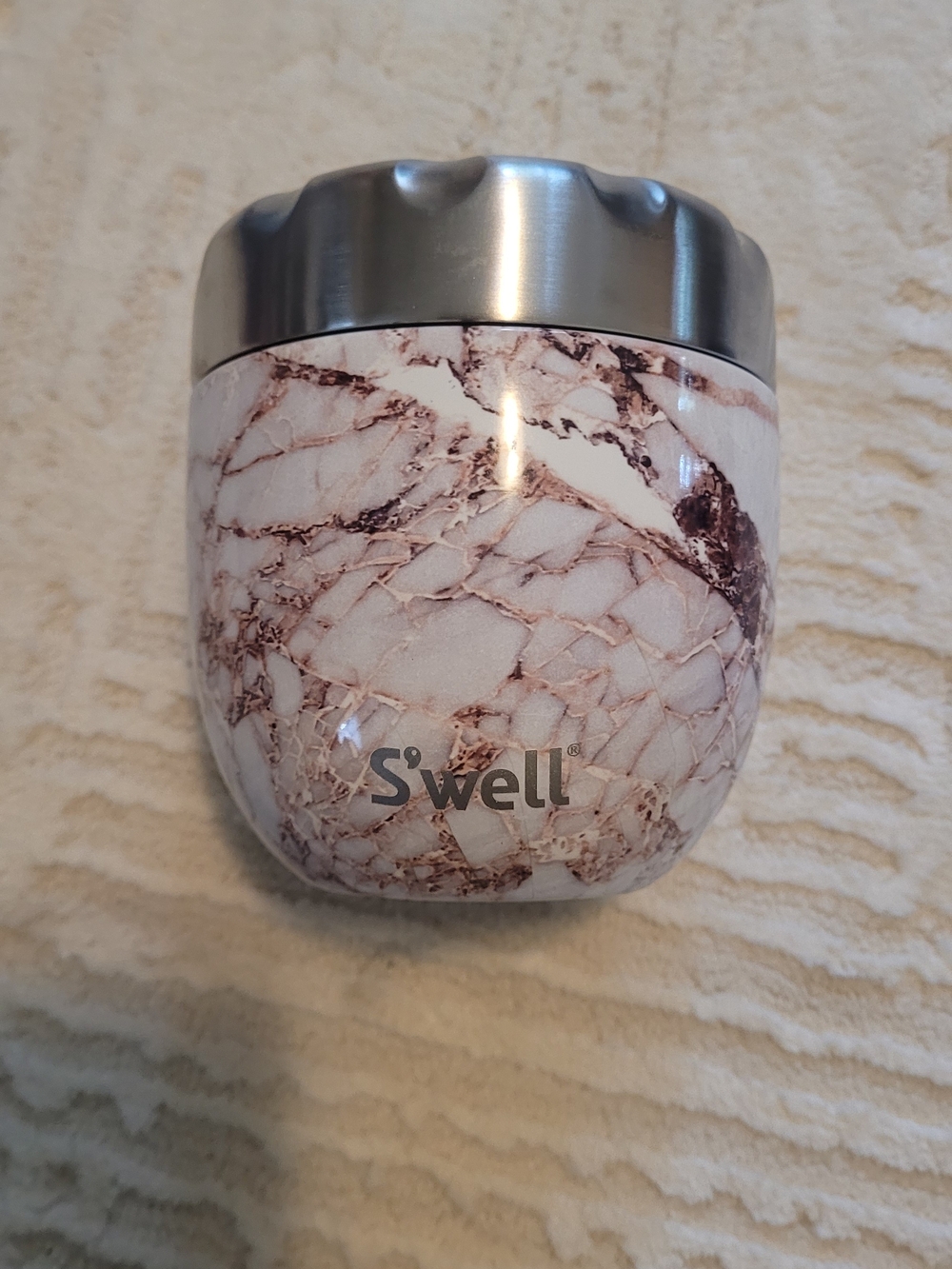 S'well Marble Travel Tumbler - White & Rose Vein